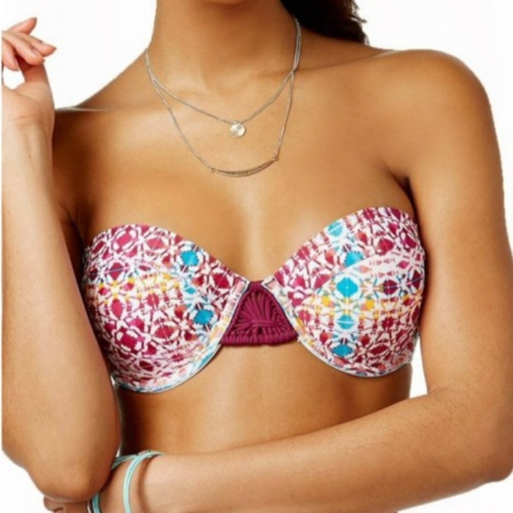 Hula Honey dark purple printed underwire bikini top size extra large XL
